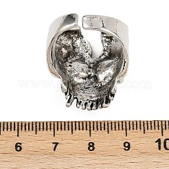 男性用ハロウィン合金カフリング  スカル  アンティークシルバー  26.5x22mm  内径：18.8mm&nbsp;RJEW-D328-04AS