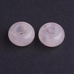 天然石ローズクォーツビーズ  大ホールホールビーズ  ロンデル  14x7~8mm  穴：6mm&nbsp;G-K216-01J