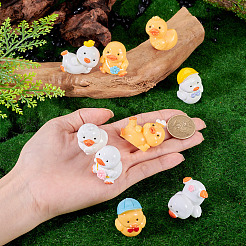 9個 9スタイル 漫画風 かわいい樹脂製 3D アヒルの置物  ホームオフィスのデスクトップ装飾用  ミックスカラー  26.5~36x25~38.5x22~36.5mm  1個/スタイル&nbsp;DJEW-TA0001-39