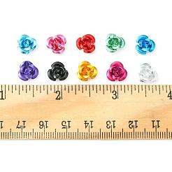 150 個のアルミニウム 3D ローズフラワー  小さな金属ビーズ  ミックスカラー  9x5mm  穴：1mm&nbsp;FIND-FS0001-63