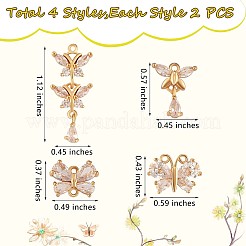 8 Pieces Butterfly Cubic Zirconia Charm Pendant Insect Charm Brass Micro Pave Cubic Zirconia Pendants for Jewelry Necklace Bracelet Making Crafts&nbsp;JX395A