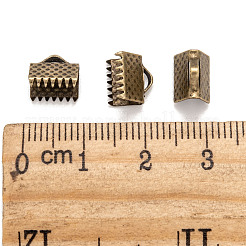 アイアン製カシメリボン止めエンドパーツ  長方形  アンティークブロンズ  8x8mm  穴：2mm  約5000個/袋&nbsp;E004Y-AB-01