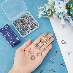 304ステンレススチールマンテル50個  リング  ステンレス鋼色  リング：16.5x12x2mm  穴：3mm  バー：18x7x2mm  穴：3mm&nbsp;STAS-SC0006-76