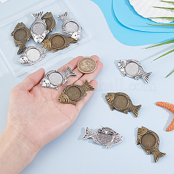 12個2色の合金ブローチ金具  魚  ミックスカラー  25x40mm  トレイ：20mm  6個/カラー&nbsp;FIND-GA0008-64
