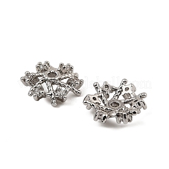 Brass Micro Pave Clear Cubic Zirconia Bead Caps&nbsp;KK-K374-24P
