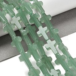天然石グリーンアベンチュリンビーズ連売り  クロス  14.5x11x4.5mm  穴：0.8mm  約27個/連  15.35''（39センチメートル）&nbsp;G-I337-A06-02