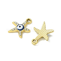 Uv メッキ合金エナメル ペンダント  ラインストーン付き  ゴールドカラー  ナザールボンジュウ  スター  18x14.5x3mm  穴：2mm&nbsp;FIND-B039-01G-02