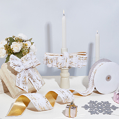 Gold Stamping Single Face Velvet Ribbon&nbsp;OCOR-WH0082-360A