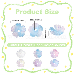 210色の不透明樹脂ビーズキャップ6個  花  ミックスカラー  10x3mm  穴：1.4mm  35個/カラー&nbsp;FIND-SC0022-12