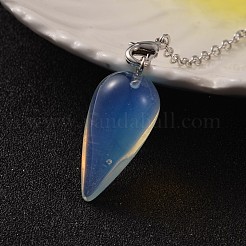 ティアドロップ プラチナ トーン ブラス オパライト ダウジング ペンデュラム  カニカン付き  220x3mm&nbsp;X-MAK-M015-03I