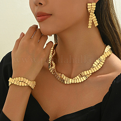 Elegant Middle Eastern Style Iron Twist Bracelets & Earrings & Necklaces Set for Women's Wedding Party&nbsp;DH8891
