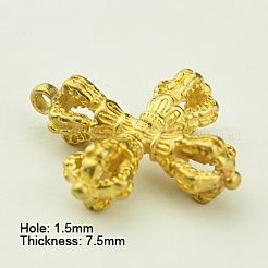 真鍮仏教ペンダント  ドルジェ金剛  仏ジュエリーパーツ  ゴールドカラー  26x25x7.5mm  穴：1.5mm&nbsp;KK-K052-G