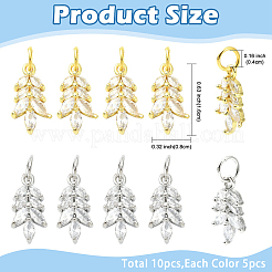 10Pcs 2 Colors Rack Plating Brass Pave Cubic Zirconia Pendants&nbsp;KK-YW0004-32