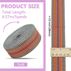 5 Yards Polyester Striped Jacquard Ribbon&nbsp;OCOR-WH0078-287B