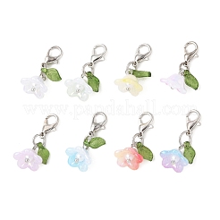 8色の花のアクリルペンダントデコレーション8個  合金製カニカン付き  ミックスカラー  27mm  1pc /カラー&nbsp;HJEW-FS00034-03