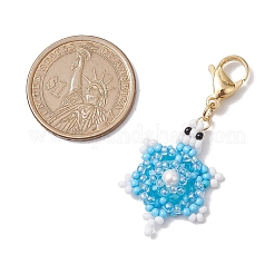 Sea Turtle Glass Seed Beads Pendant Decoration&nbsp;HJEW-MZ00124-01