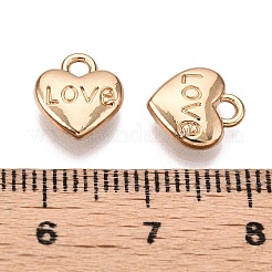 バレンタインデーラックメッキ合金ペンダント  単語「love」付けのハート  ゴールドカラー  9.5x9x3mm  穴：1.8mm&nbsp;FIND-N005-09G