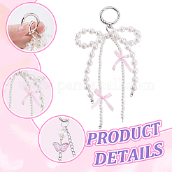 4Pcs 4 Styles Bowknot Alloy & Plastic Pearl & Acrylic Butterfly Pendant Decorations&nbsp;KEYC-GA0001-41