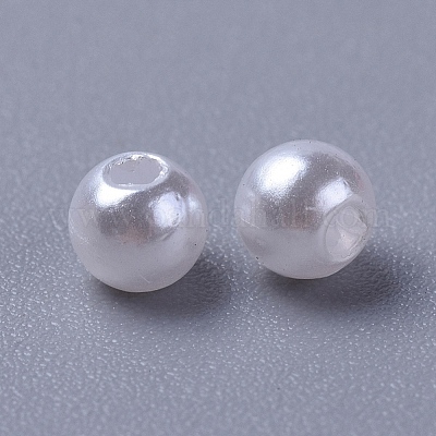 パール調アクリルビーズ  ラウンド  ホワイト  4mm  穴：1.4~1.5mm  約17000個/500g&nbsp;PACR-4D-1-1