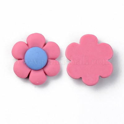 樹脂カボション  不透明な  花  ショッキングピンク  17x15.5x5mm&nbsp;RESI-R429-03A-04-1