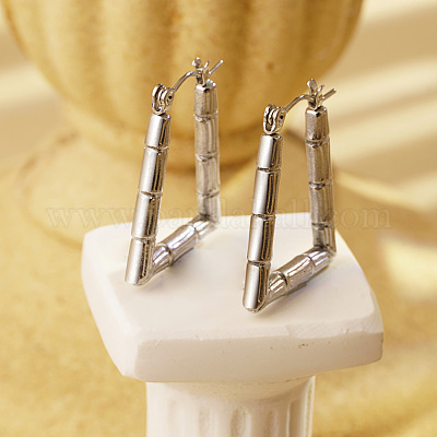 Wholesale Stylish Stainless Steel Bamboo Hoop Earrings