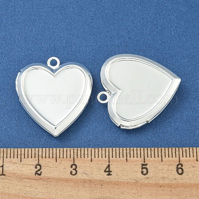 Rack Plating Heart Brass Locket Pendants&nbsp;KK-T071-11S-1