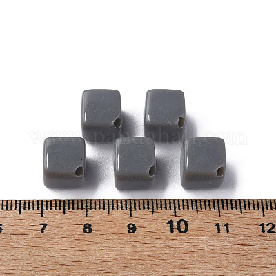不透明なアクリルビーズ  キューブ  グレー  13x14.5x14.5mm  穴：2mm&nbsp;X-MACR-S373-135-A03-1