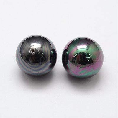 シェルパールビーズ  グレードA  ラウンド  片穴  ブラック  10mm  穴：1.2mm&nbsp;BSHE-L031-02-10mm-1