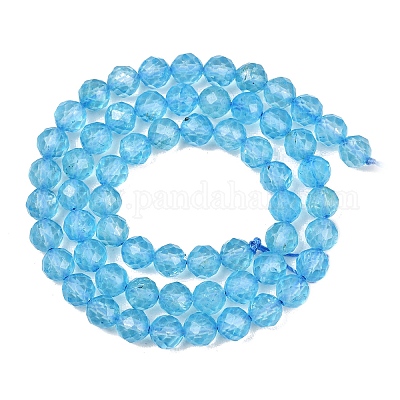 天然トパーズクリスタルビーズ連売り  ラウンド  多面カット  グレードAAA  6mm  穴：0.8mm  約62個/連  14.88''（37.8センチメートル）&nbsp;G-P514-A02-04-02-1