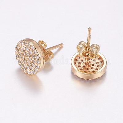 Brass Micro Pave Cubic Zirconia Stud Earrings&nbsp;EJEW-F125-06-1