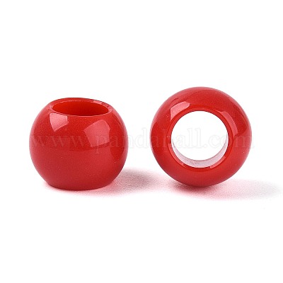 不透明なアクリルビーズ  ラウンド  レッド  12x9.8mm  穴：6.5mm  約850個/500g&nbsp;SACR-N018-05F-1
