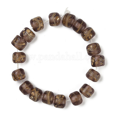 手作りランプワークビーズ  コラム  キャメル  11~13x10~11mm  穴：2~3mm&nbsp;LAMP-M020-01D-1