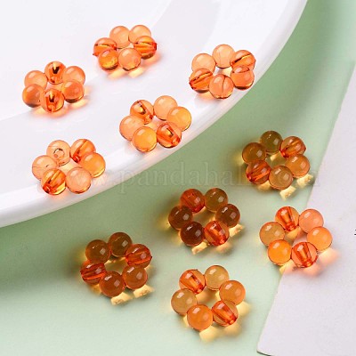 透明なアクリルビーズフレーム  花  ダークオレンジ  16.5x15.5x6mm  穴：2mm  約674個/500g&nbsp;TACR-S153-01A-84-1