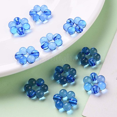 透明なアクリルビーズフレーム  花  ブルー  16.5x15.5x6mm  穴：2mm  約674個/500g&nbsp;TACR-S153-01A-86-1