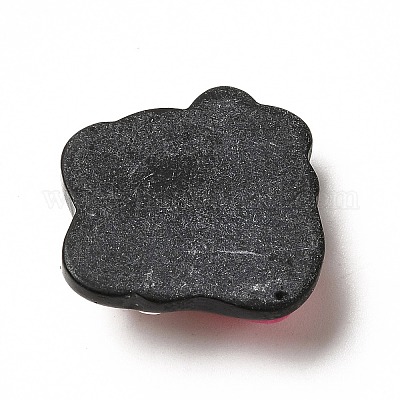 オペーク樹脂カボション  雲  ブラック  イチゴの模様  20x20x6.5mm&nbsp;RESI-F038-03-1