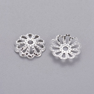 アイアン製ビーズキャップ  マルチ花弁  銀色のメッキ  9mm  穴：1.5mm&nbsp;IFIN-E191Y-S-1