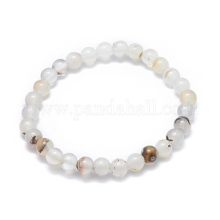 Natural Agate Bead Stretch Bracelets BJEW-K212-A-004-1