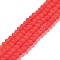 Transparent Glass Beads Strands, Faceted, Frosted, Rondelle, Tomato, 4mm, Hole: 0.8~1mm, about 105~110pcs/strand, 38~39cm