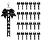 24Pcs Polyester & Rhinestone Keychains, Bowknot, Platinum, Black, 255mm