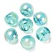 UV Plating Rainbow Iridescent Acrylic Beads, Round Bubble Suzumaru Beads, Top Drilled, Cyan, 20x20x20mm, Hole: 3mm