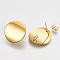 PVD Vacuum Plating 304 Stainless Steel Stud Earring Findings, Long-Lasting Plated, with Loop, Curved, Flat Round, Golden, 20mm, Hole: 3mm, Pin: 0.8mm
