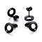 304 Stainless Steel Stud Earring Findings, with Loop & Earring Backs, Flat Round Ion Plating(IP), Electrophoresis Black, 10x1mm, Hole: 1.5mm, Pin: 0.8mm