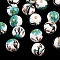 Floral Printed Porcelain Beads, Flower Patterned Ceramic Beads, Round, Medium Turquoise, 8mm, Hole: 2mm