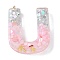 Resin Pendants, with Shell & Paillette & Gloden Alloy Loop, Letter A~B, Letter U, 42~44x11.5~57x7.5~8.5mm, Hole: 2mm