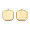304 Stainless Steel Pendant Cabochon Settings, Polygon, Ion Plating(IP), Real 18K Gold Plated, 28x25.5x2mm, Hole: 1.6mm, Tray: 22x22mm