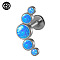 G23 Titanium Threadless Labrets, with Imitation Opal, Stainless Steel Color, Horn, 8mm, Pin: 1.2mm