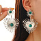 Alloy Rhinestone Dangle Stud Earrings, Platinum, Heart, 50mm