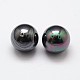 シェルパールビーズ  グレードA  ラウンド  片穴  ブラック  10mm  穴：1.2mm&nbsp;X-BSHE-L031-02-10mm-2