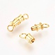 真鍮製ネジ式クラスプ  18KGP本金メッキ  ニッケルフリー  14x4mm  穴：3x2mm&nbsp;KK-R037-179G-NF-2