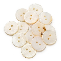 淡水シェルボタン  フラットラウンド  貝殻色  15x1.5mm  穴：1.8mm&nbsp;LS-X-BUTT-Z001-04B